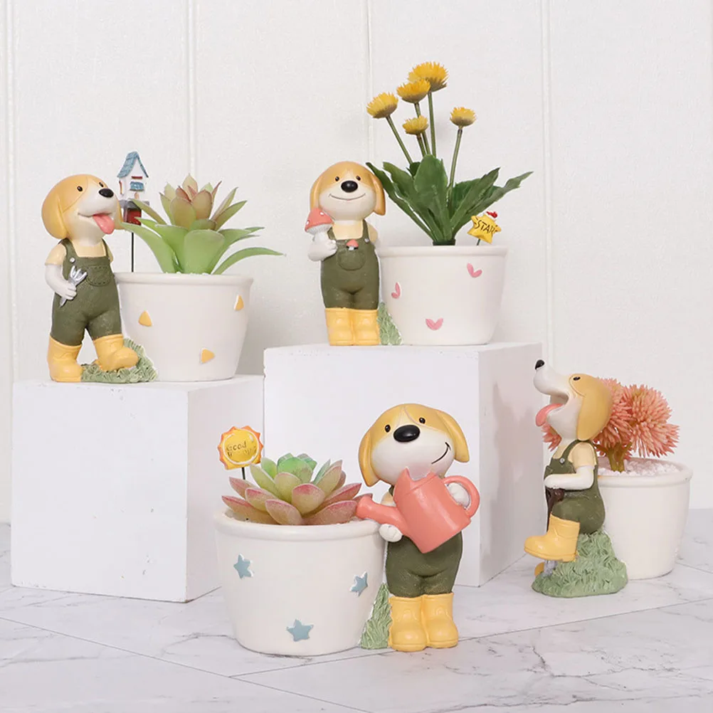 Resin Succulent Planter Decorative Flowerpot Home Adornment Lovely Cartoon Shaped Premium Materials Environmental Safe Durable