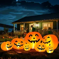 2.2M/7.5FT Inflatable Toy Halloween Pumpkin Pile Outdoor Decoration Halloween Festival 7 Pumpkins Built-in LED Light Garden Prop