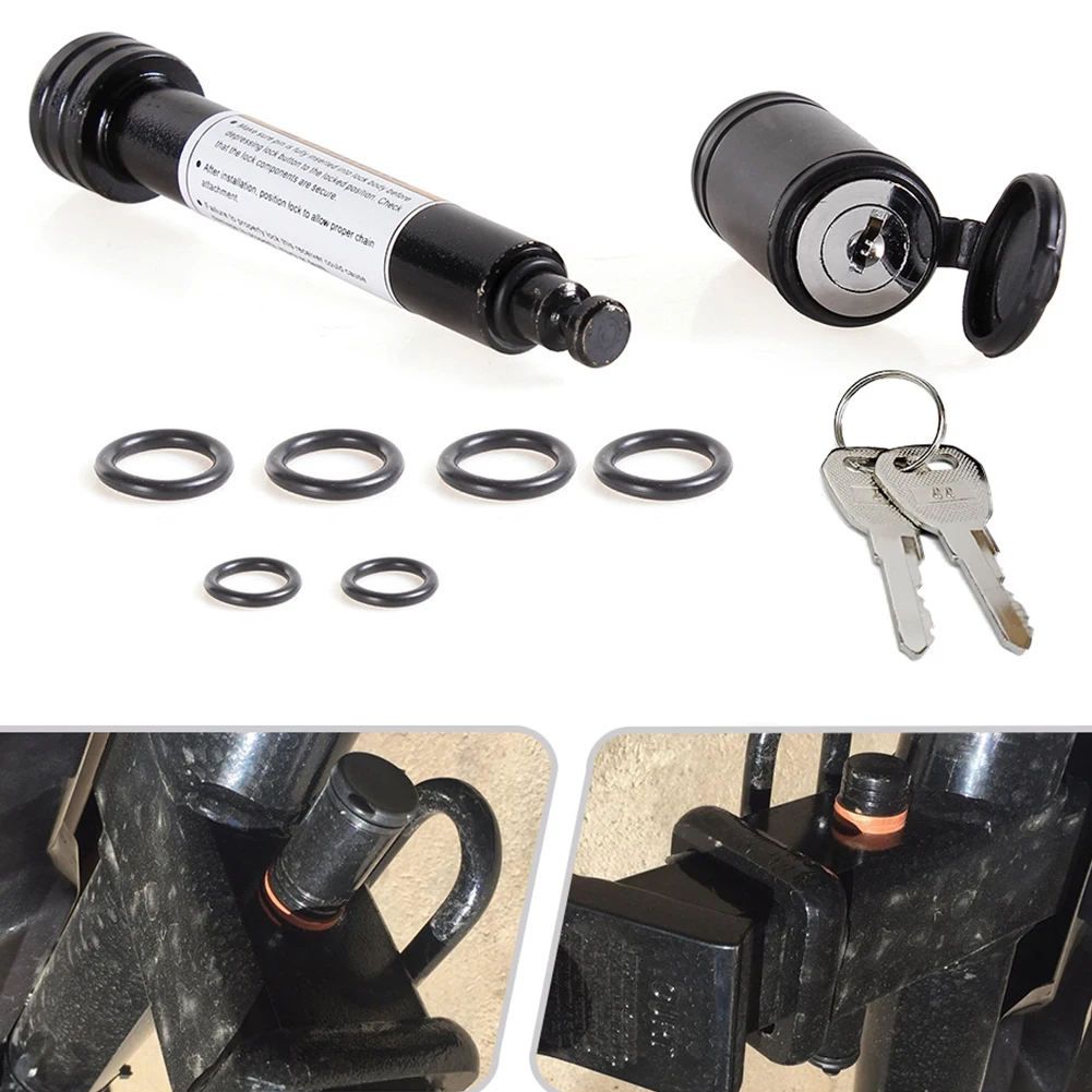 Carbon Steel Trailer Hitch Lock Heavy Duty Anti-lost Waterproof Dustproof Anti-Rattle O-Rings Part Accessories with 2 Keys