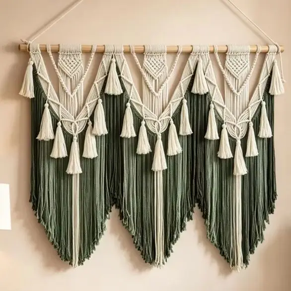 Boho Macrame Wall Tapestry   Cotton Handmade Woven Wall Hanging for Home Living Room Bedroom Cafe Homestay Wall Decoration