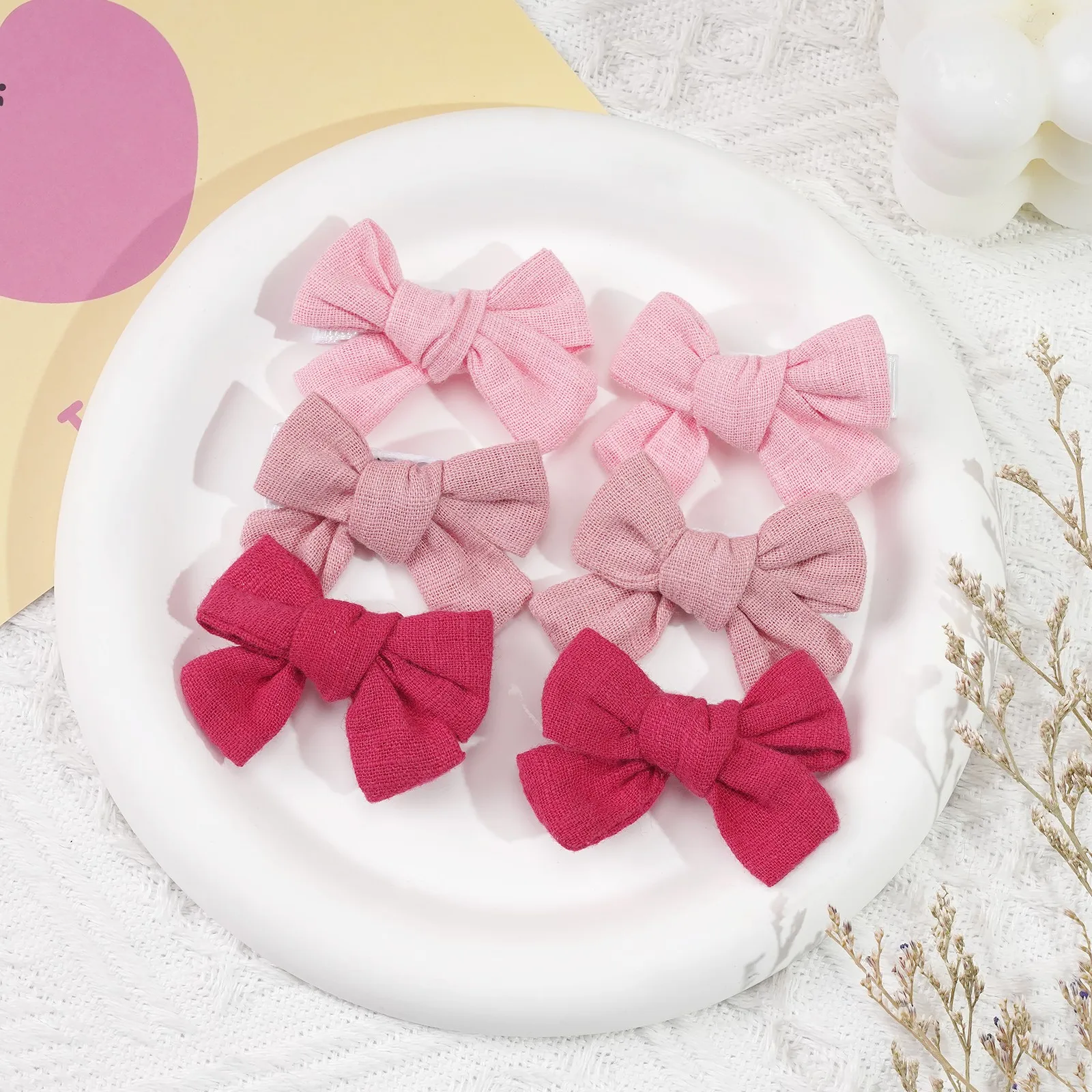 10Pcs Baby Bows Cotton Linen Fabric Hair Bows Alligator Hair Clips Barrettes and Hair Accessories for Baby Girls,Toddlers Kids image 6