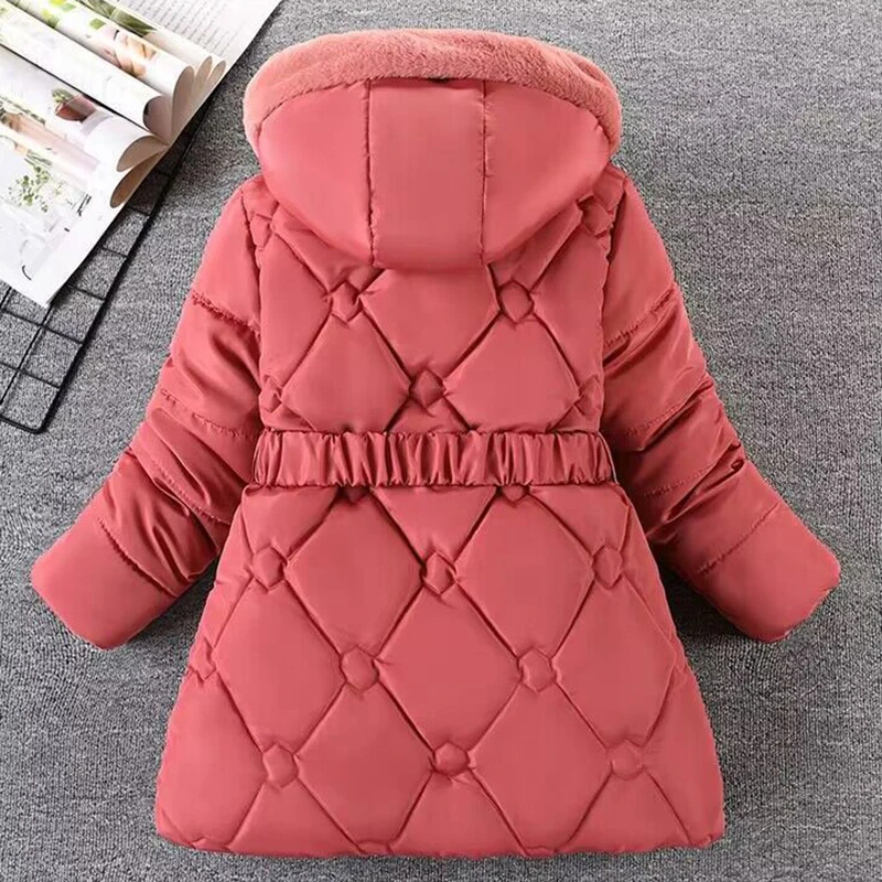 6 7 8 9 10 11 12 Years Winter Girls Jacket Fur Collar Keep Warm Fashion Princess Coat Hooded Zipper Girls Outerwear Kids Clothes