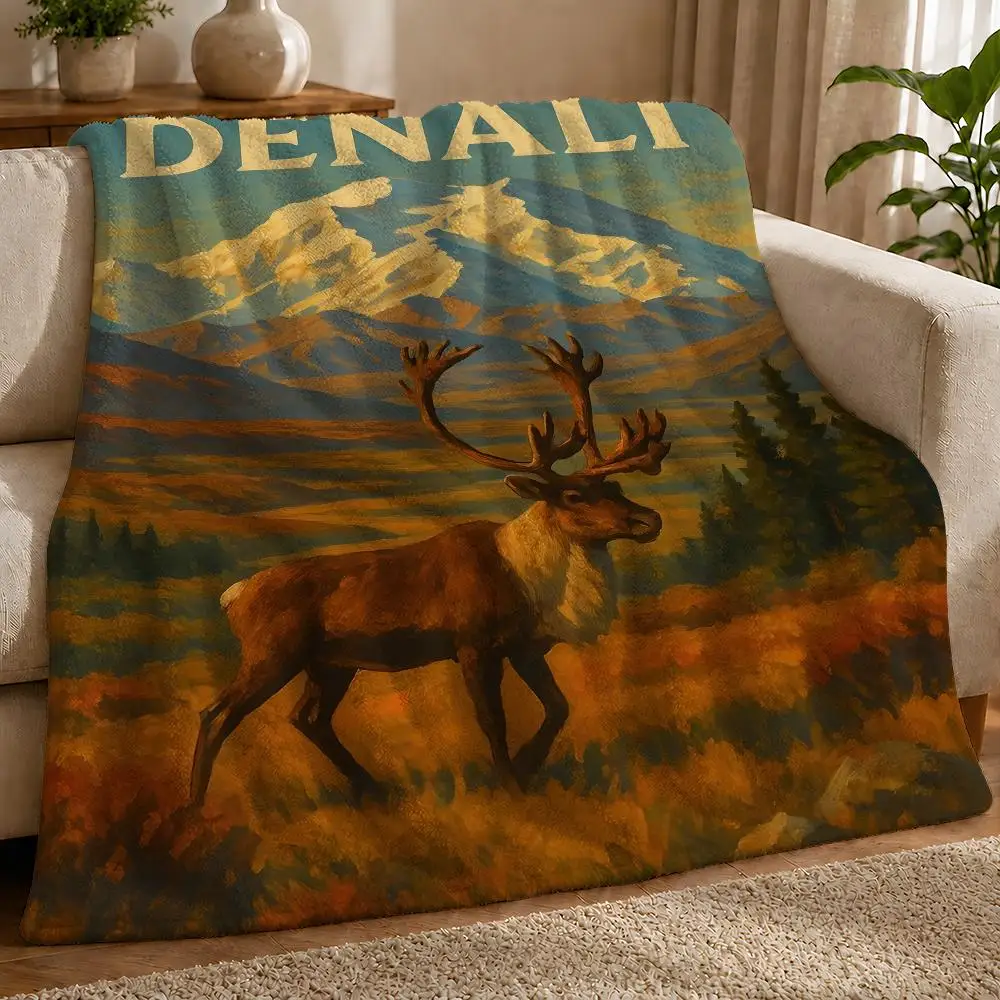 Denali National Park Throw 1pc Flannel Blanket Soft Lightweight Warm Cozy For Bedroom Sofa Bed