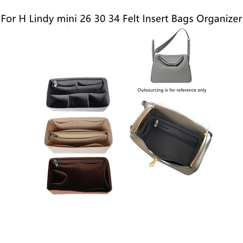 Felt Insert Bags Organizer For Lindy mini 26 30 34 Cosmetic Bag Handbag shaper Shopper Bag Makeup Travel Inner Purse