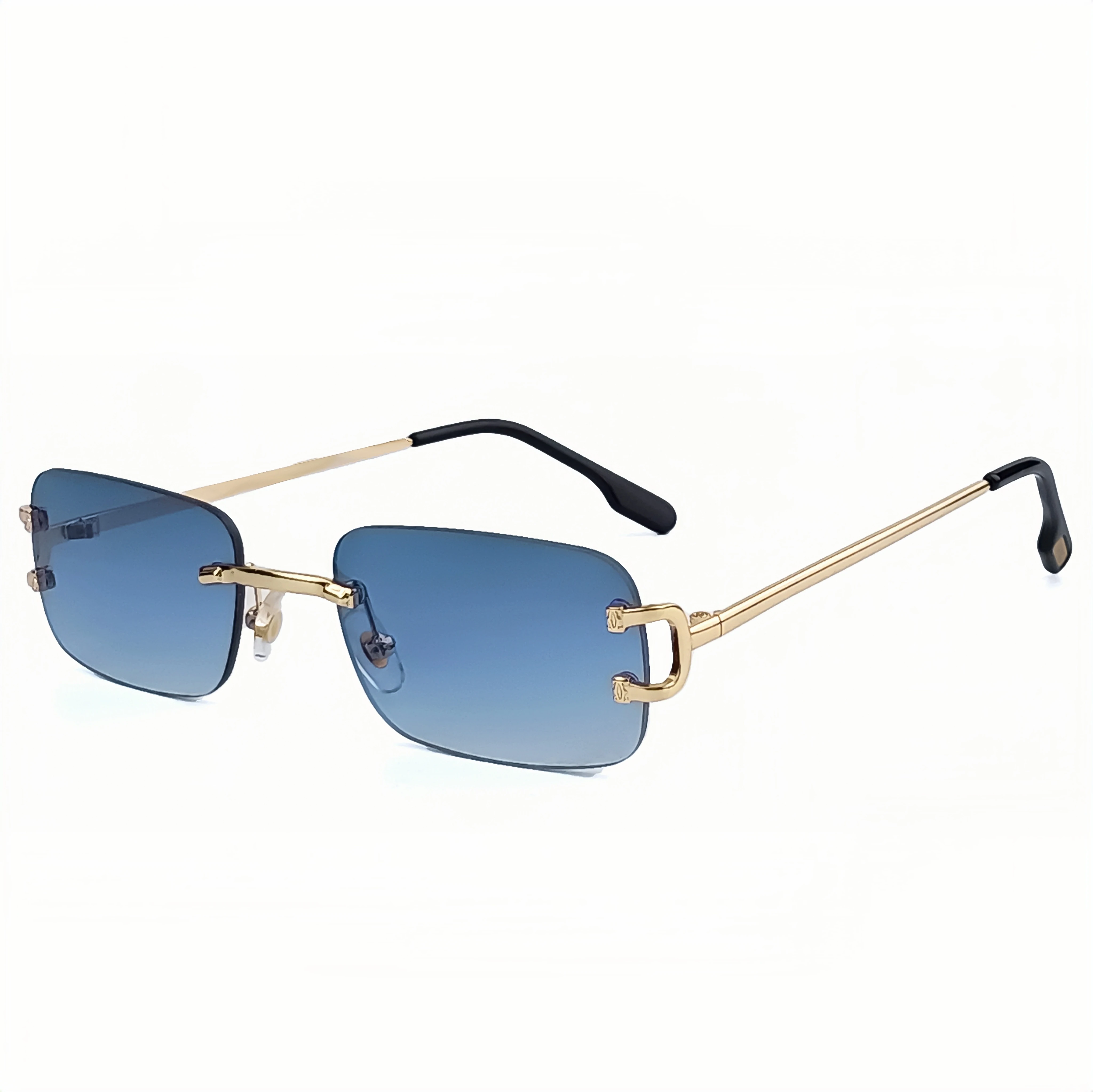 Raute Metall rahmenlose Sonnenbrille Männer rechteckigen kleinen Rahmen Sonnenbrille Frauen Mode Einkaufen Reise Party Brillen – Detail 7