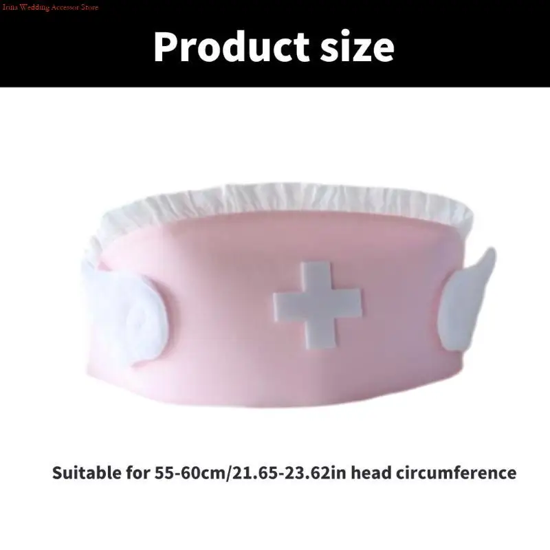 G92Dハロウィーンナース帽子看護師コスチュームアクセサリーコスプレマスカレードナースキャップメイクアップパーティーサプライズ女性のヘッドピース