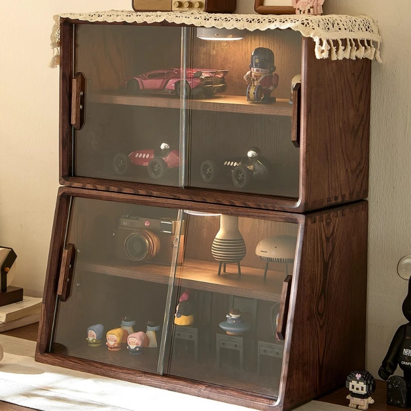 Solid wood cup storage rack dining side cabinet desktop countertop coffee tea set water cup figure display cabinet