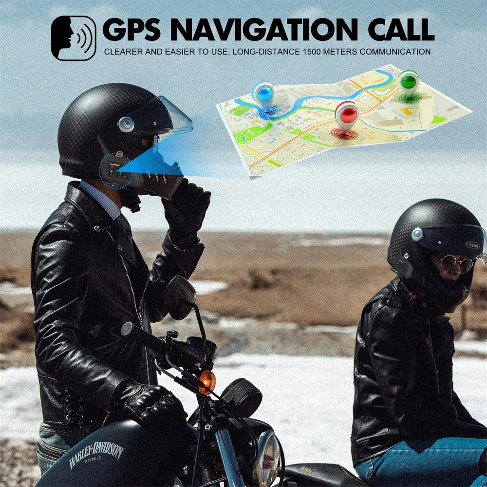 2026 New V6 PLUS Riders Motorcycle Intercom Bluetooth Wireless Helmet Headset 1200m Helmet Headset Waterproof Interphone Headset view 5