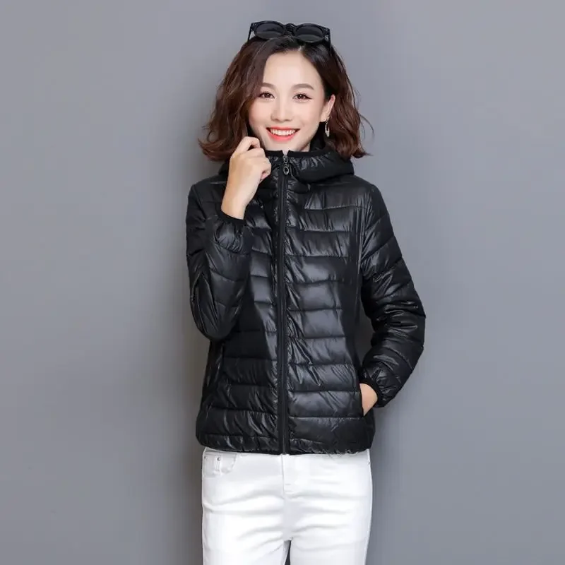 2024 Short Cotton-padded Jacket Female Down Cotton Coat Autumn Winter Women Light Thin Quilted Lattice Parkas Casual Tops Coats