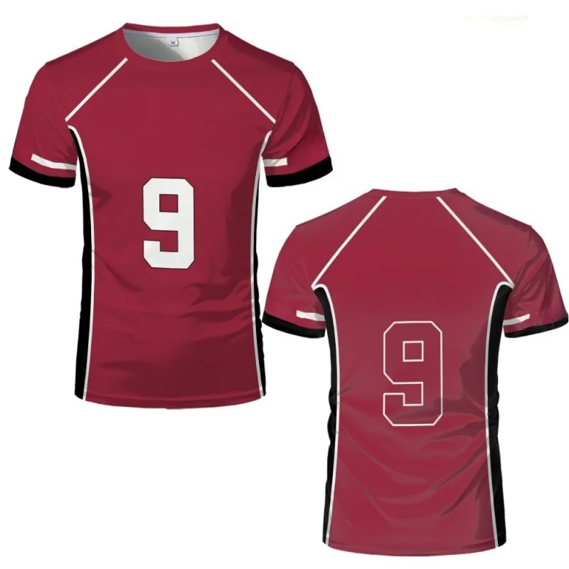 

Japanese Anime Volleyball Red Cosplay T-Shirt Cartoon Costume Men's T-Shirt Boys Volleyball 3D Printed Jersey