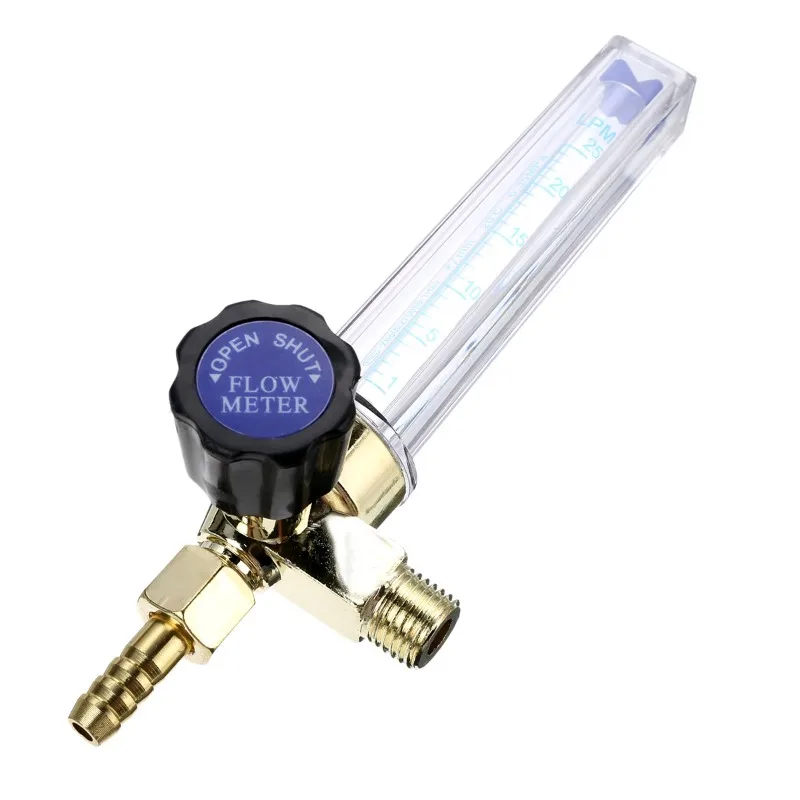 1pc 7mm Barb Argon Flow Meter 1/4PT 0.15 MPA Gas AR/CO2 Welding Regulator Clear & Gold