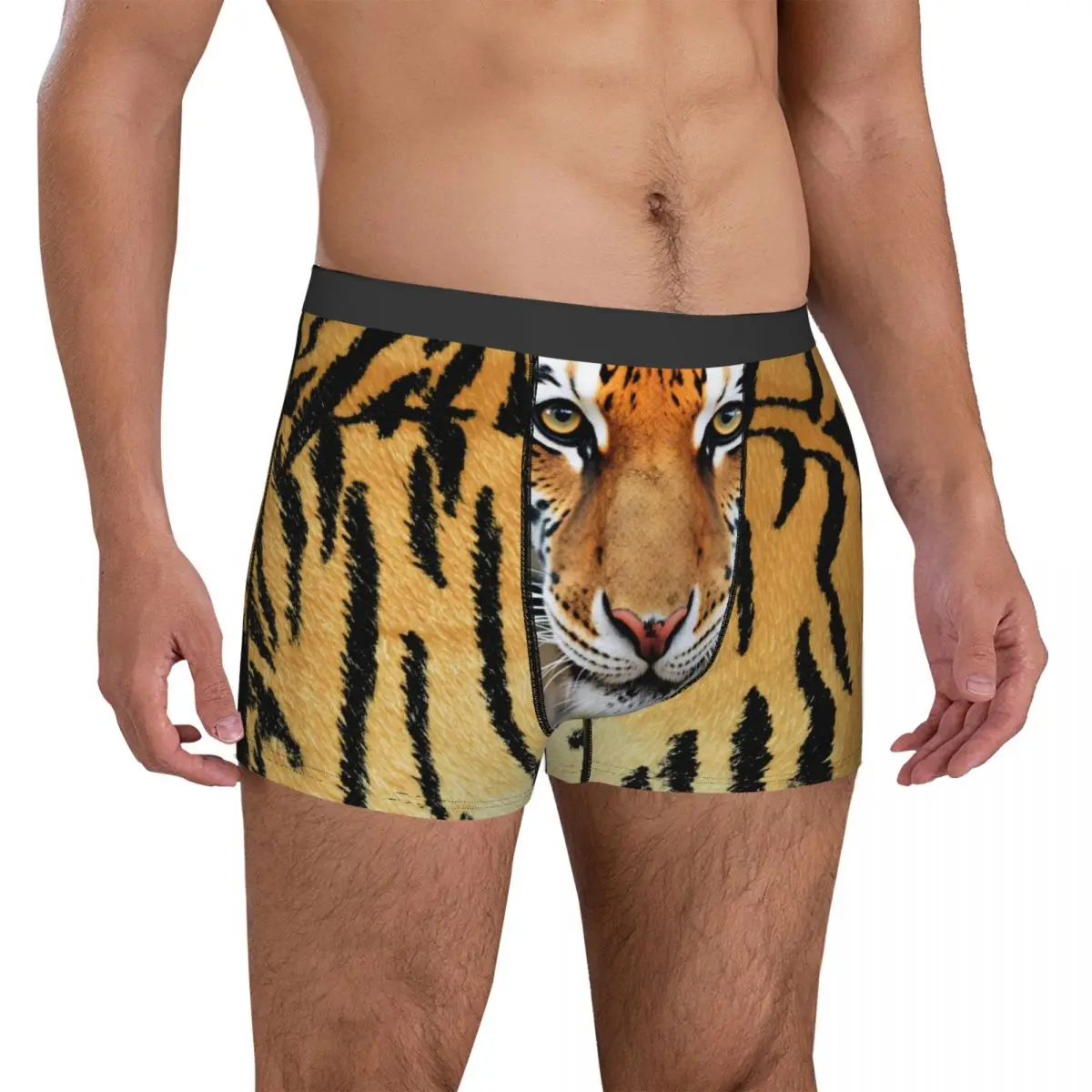 Tiger Face Underwear Men Underpants Print Funny Trunk High Quality Shorts Briefs Large Size