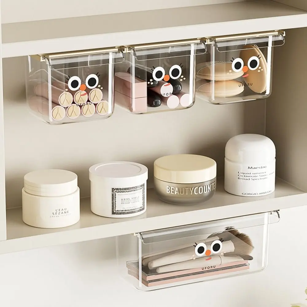

Hanging Under Desk Drawer Type Storage Box Invisible Transparent Stationery Storage Box Self-Adhesive Space Saving