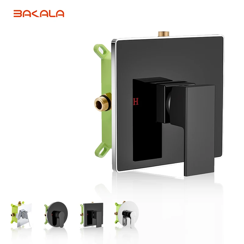 

BAKALA Shower Faucet Mixing Valve 1 Ways Concealed Easy-mount Box 1 Handles Brass Concealed Valve Chrome Hot and Cold BR-9915