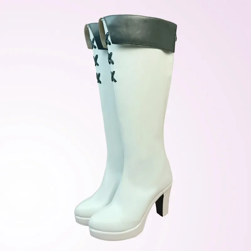 Akame Ga Kill Algemene Esdeath Witte Cosplay Laarzen Schoenen Vrouwen Hoge Hak Schoenen Cosplay Kostuum Partij Schoenen Op maat gemaakte laarzen