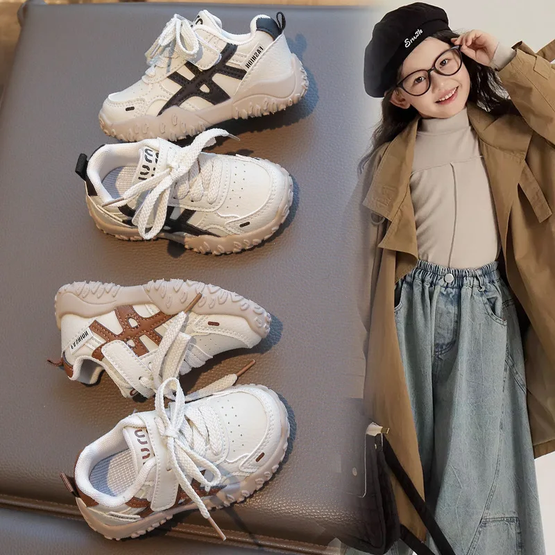 Autumn Children PU Leather Retro Training Shoes Boy Girl Soft-Soled Learning Shoe Kids Non-Slip Casual Sneakers Baby Casual Shoe