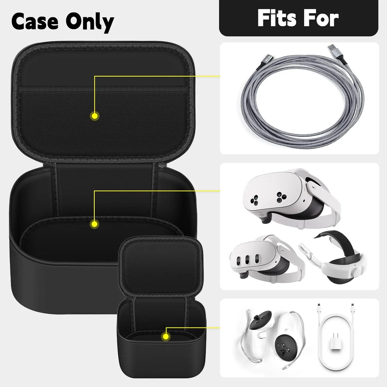 VR Headsets Storage Case Compatible with Meta Quest 3 2/Quest 3S VR Headset, Virtual Reality Headsets Storage Bag (Bag Only)