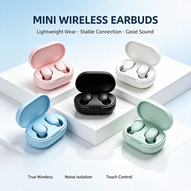 A6S TWS Wireless Bluetooth Headset with Mic Earbuds Noice Cancelling Earphone Bluetooth Headphones