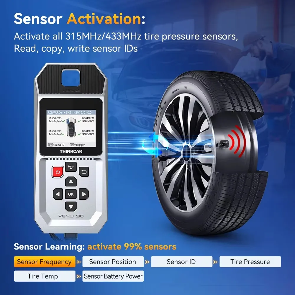 THINKCAR VENU90 Car Tire Pressure Diagnose Tool VENU 90 Automotive TPMS Sensor Program Learn Activator PK Thinkcar T90 VENU iPro