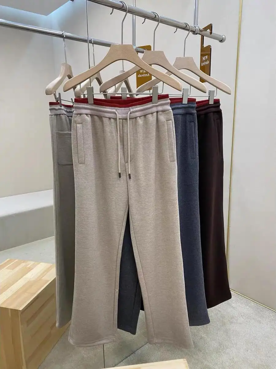 

Italian LP old money wind elastic waist straight drawstring sports wool casual pants