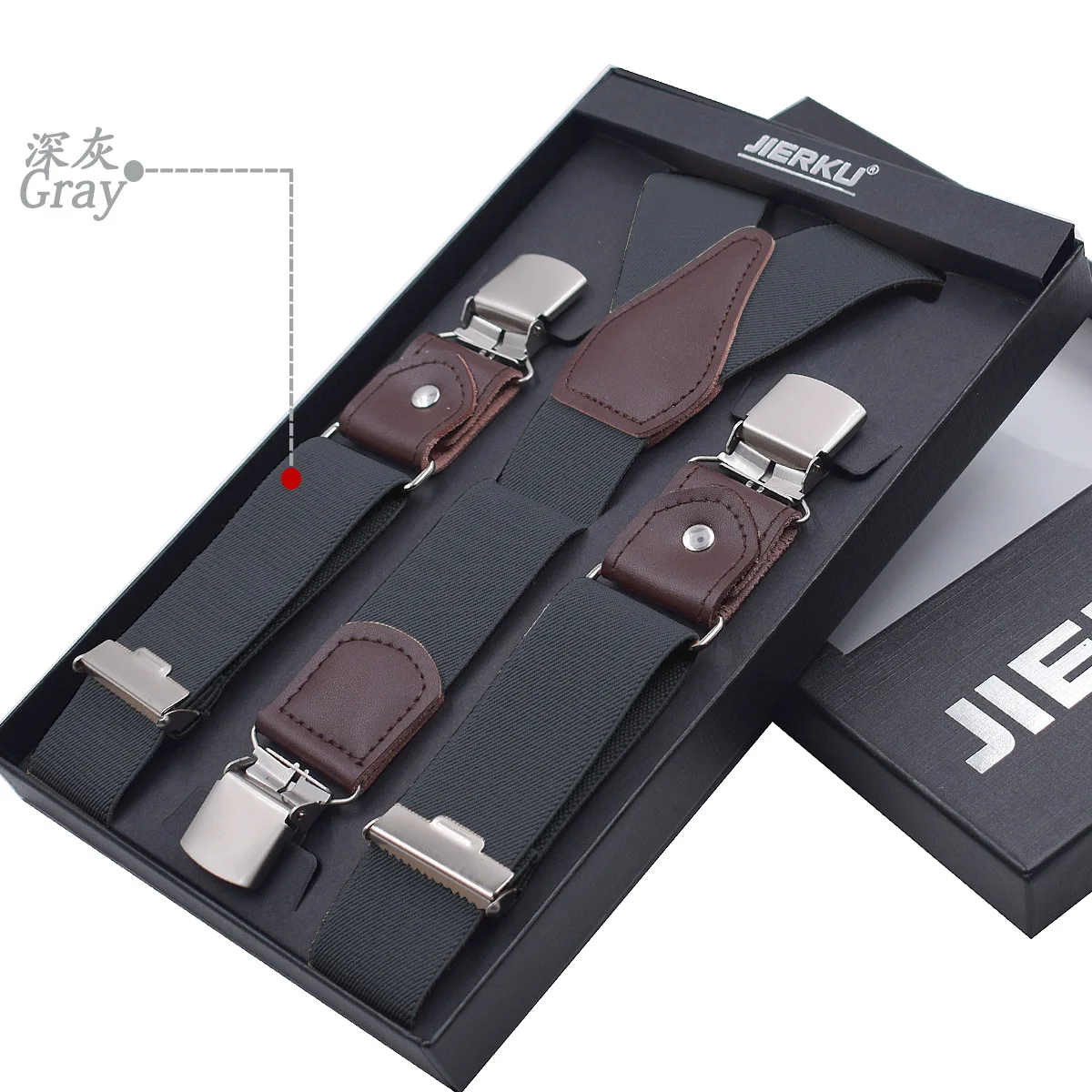 3.5CM Men's Suspender 3 Clips Leather Garter Wide Suspensores Hombre Belt Strap Bretelles