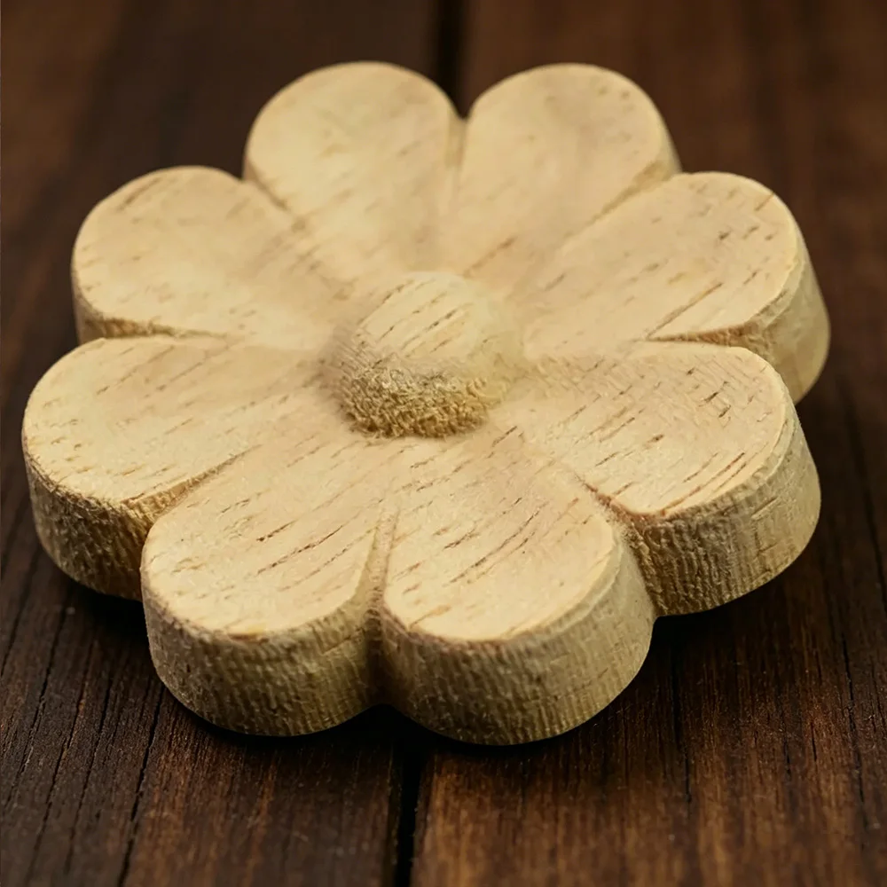 

10PCS 4/5/6cm Round Wood Carved Applique Retro Furniture Crafts Decor Wooden DIY Vintage Home Decoration Wood Figurine Craft