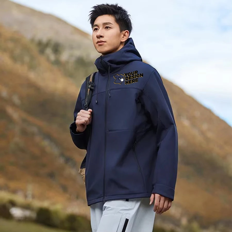 Customized logo Men's Transport Soft Shell Jacket  men's long sleeve zipper Hooded jacket couple women top LS-C2406