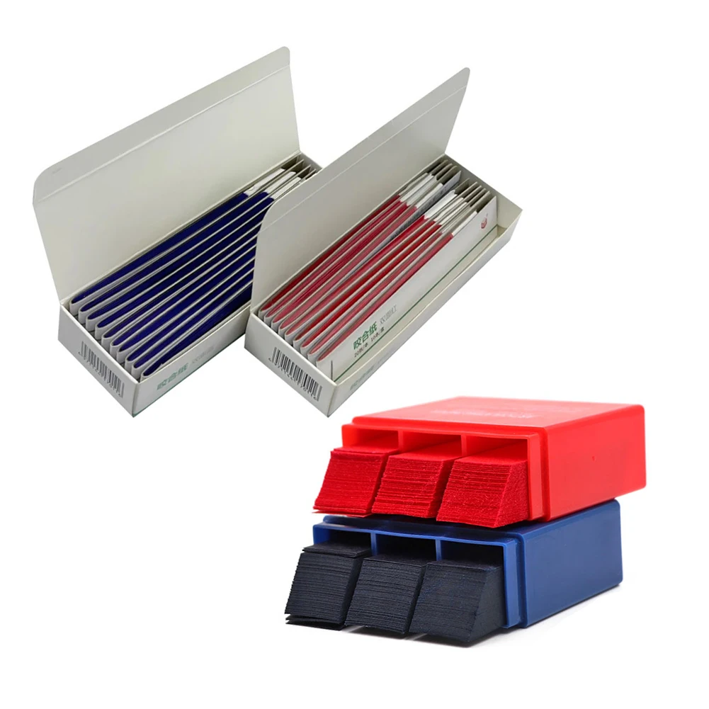 

10 Boxes Articulating Paper Multi-types Double Sided Blue Red Dental Occlusion Paper Strips With Tweezer Tooth Restorative Tools