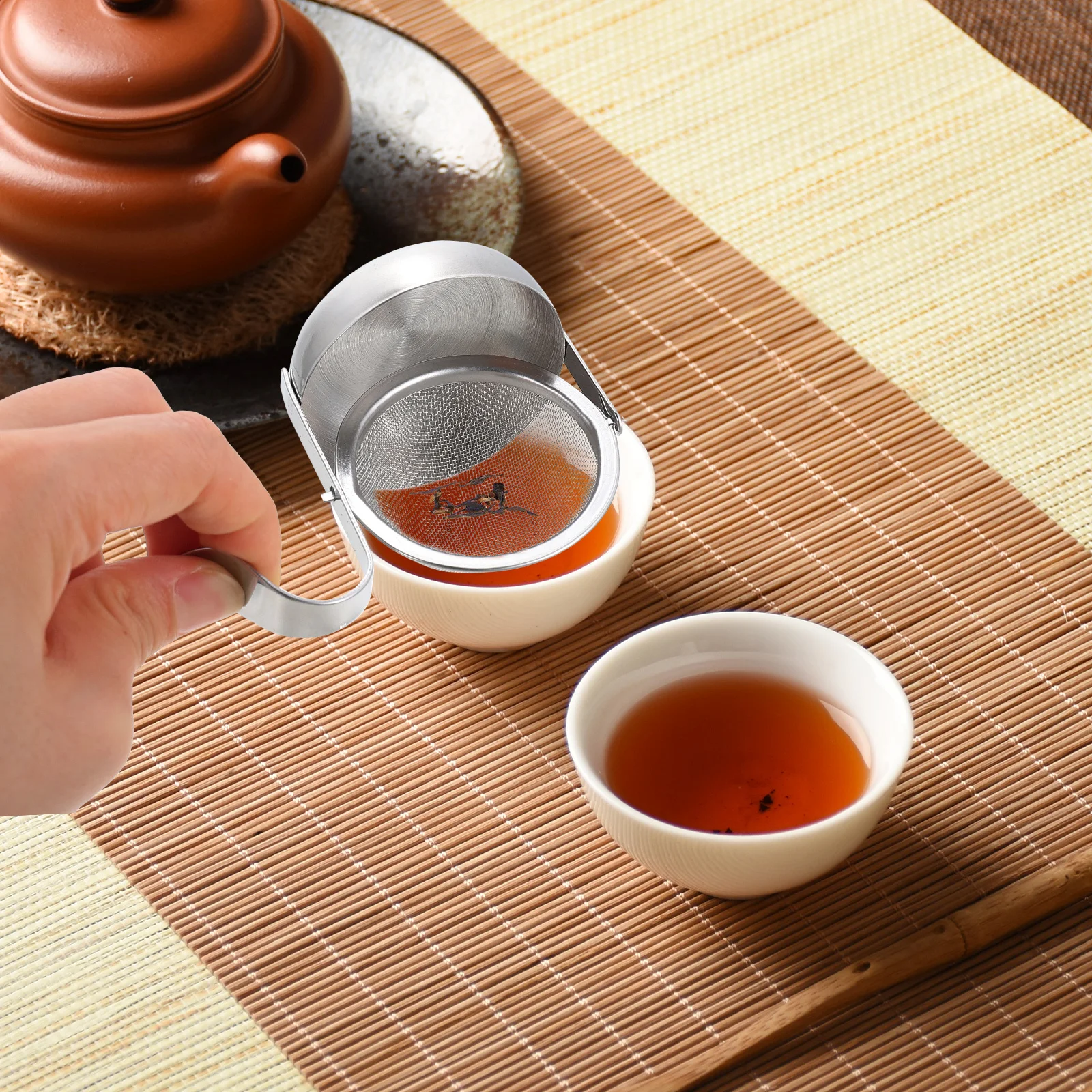 

Stainless Steel Infuser For Loose Leaf Tea Rotating Kitchen Tea Steeper Mesh Filter Tool Household Herb Spice Strainer