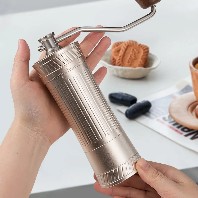 Professional CNC Stainless Steel Core Manual Coffee Grinder, Luxury Metal Design with Gift Box Packaging