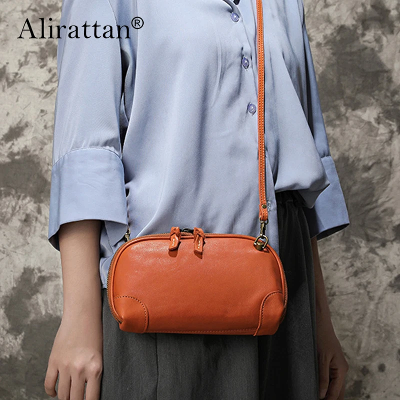 

Alirattan 2024 New Leather Clutch Women For Bag Horizontal Soft Leather Small Bag Retro Single Shoulder Bag Bolsa Feminina