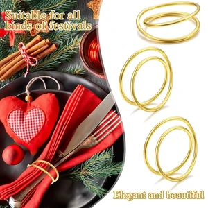 خاتم منديل معدني ذهبي رائع ، زخرفة طاولة ، حامل لحفل زفاف ، عشاء ، فندق أعلى 8 حامل مناديل مبيعات - No2