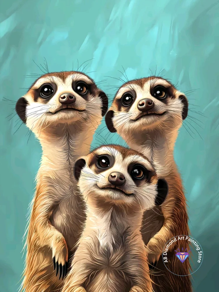 

Cartoon Animal Mongoose AB Diamond Painting Kit Square Round Diamond 5D DIY Mosaic Handmade Art Adult Exquisite Gift Home Decor