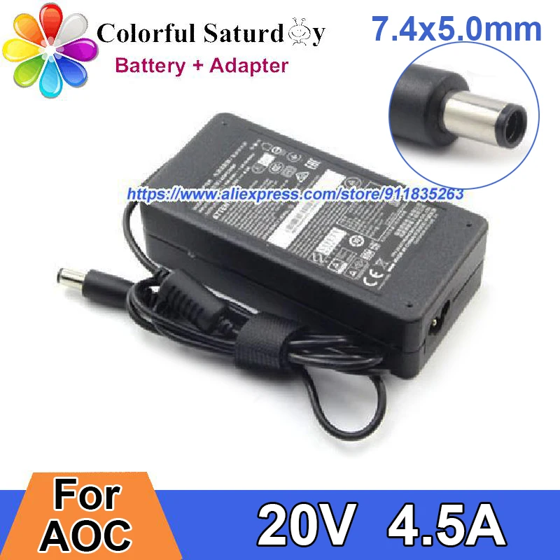 Adaptador Carregador para Aoc Adpc2090 Q27g2u Cq27g2u bk Ag251fz2 C3583fq Ag322qcx Vs16485 Mpg27cq Fornecimento de Energia do Monitor 20v 4.5a 90w