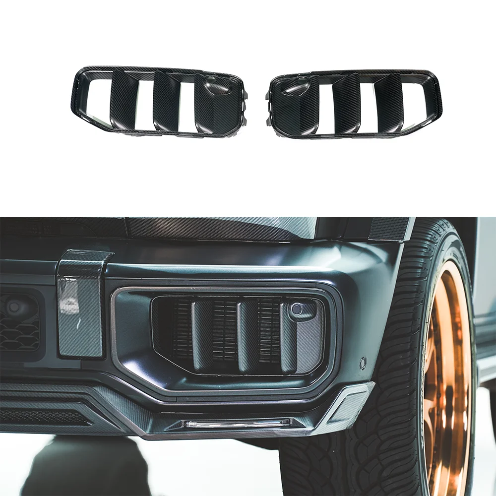 

For Mercedes W465 G63 Rowen Style Carbon Fiber Front Bumper Air Vents Body Kit Black Carbon Exterior Parts
