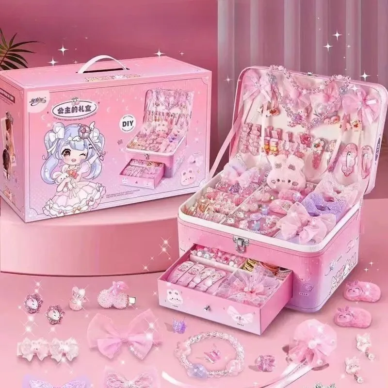 Girls DIY Beaded Jewelry Making Kit Kids Diy Craft Kits Handmade Craft Toys Princess Jewelry Gift Box for Children Birthday