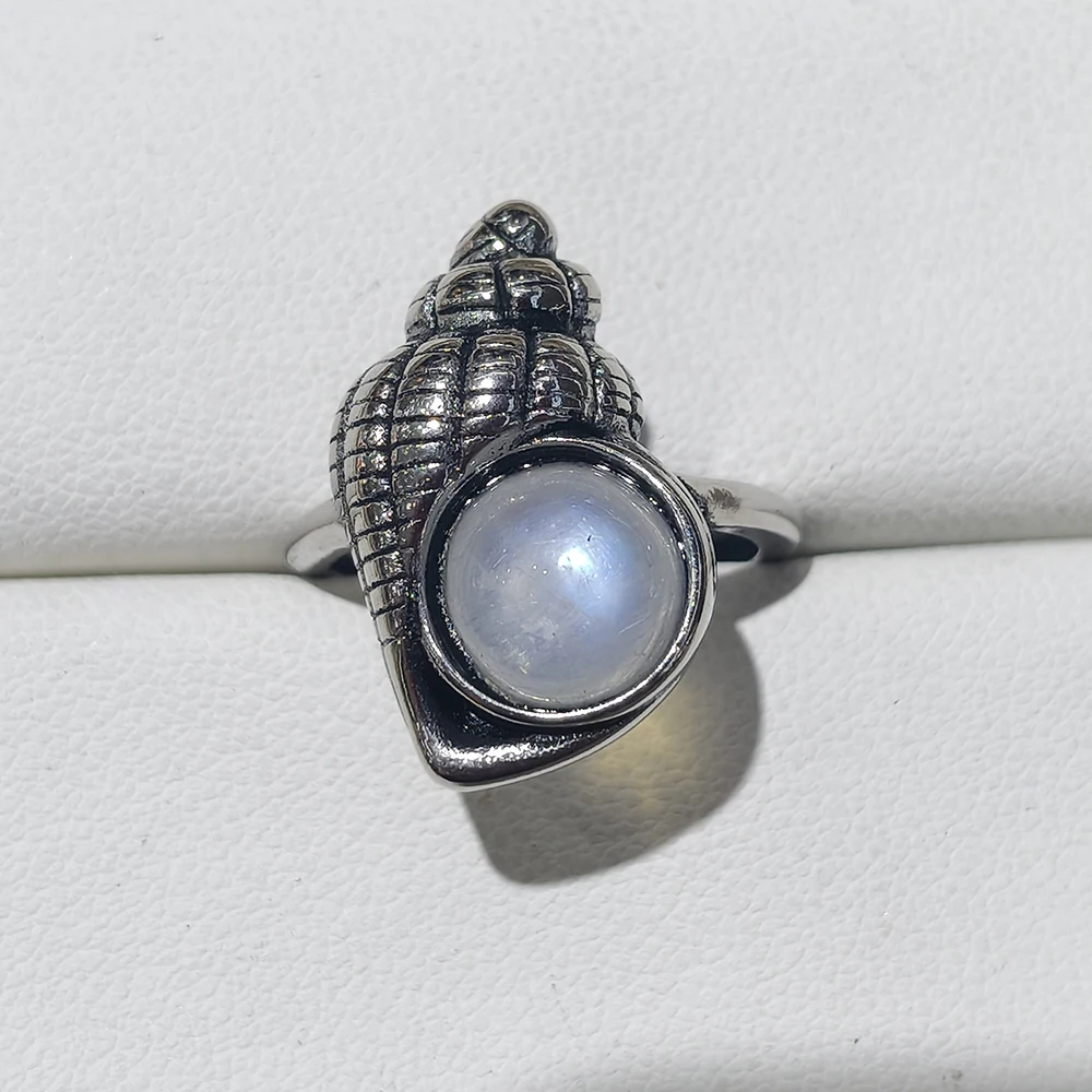 100% natural moonstone copper silver plated ring for women Adjustable style natural gemstone deluxe set plain amethyst gift