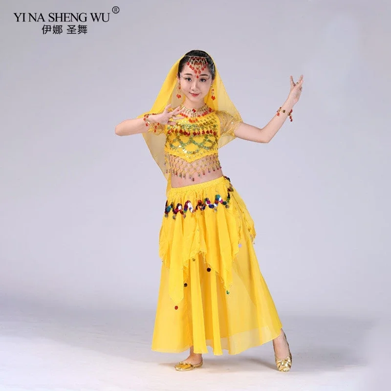 Performance Girls Belly Dancing Costume Set Kids Indian Dance Girl Bellydance Costume Dancewear Girl Egypt Dance Costumes 4pcs
