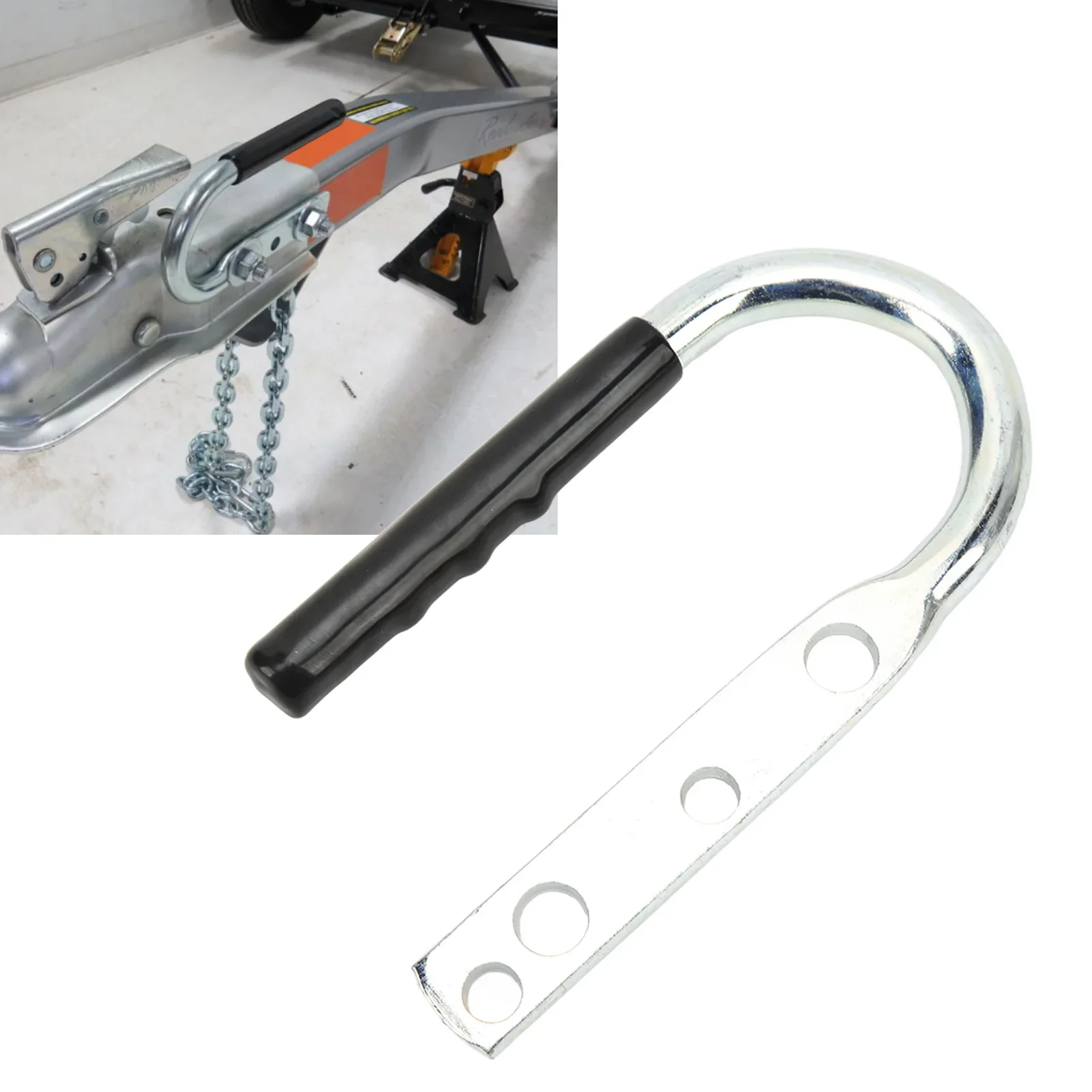 Trailer Coupler Lift Handle Galvanized Steel Rubber Tongue Handle for RV Caravan Boat