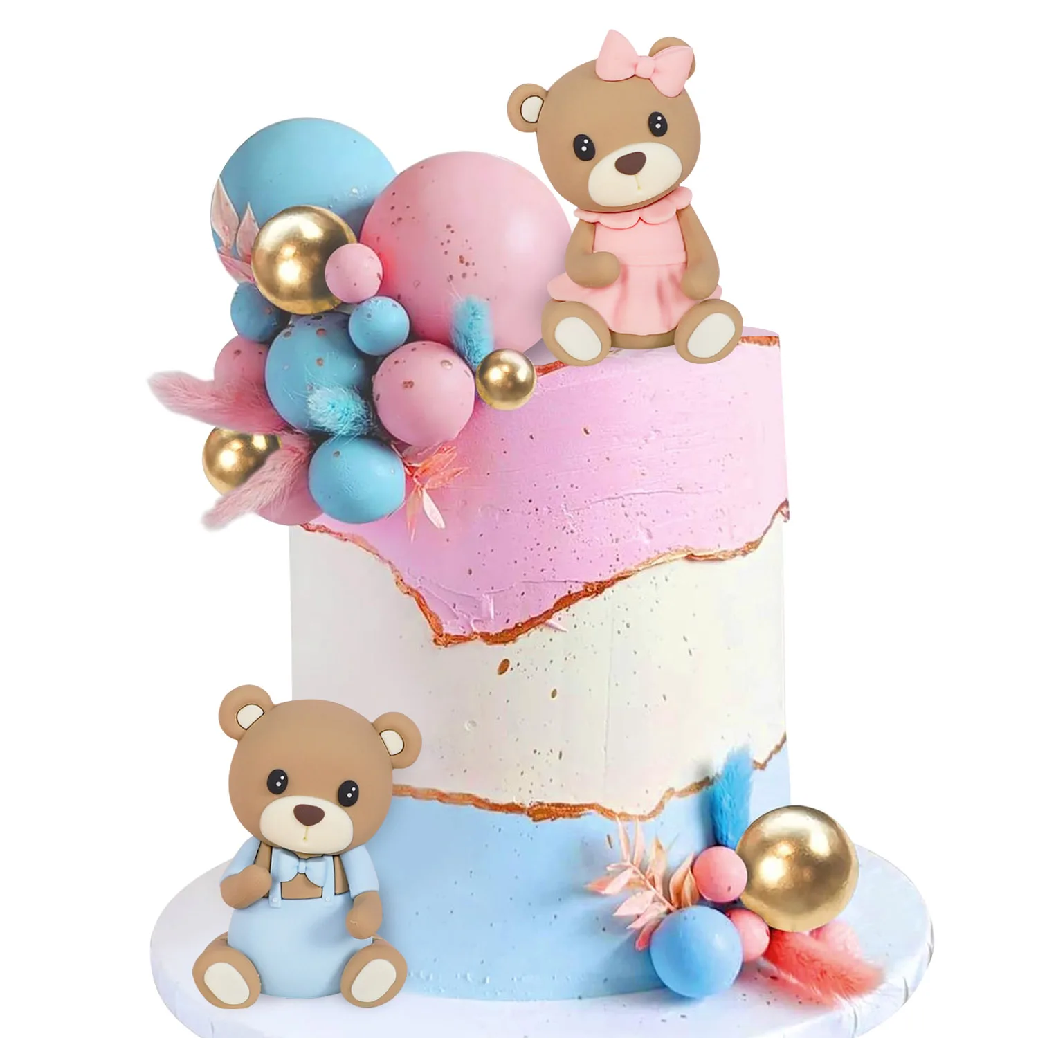 urso-estatueta-decoracao-do-bolo-bolas-de-perola-para-cha-de-bebe-genero-revelar-festa-de-aniversario-ursinho-de-pelucia-tema-festa-fornecimento-azul-rosa