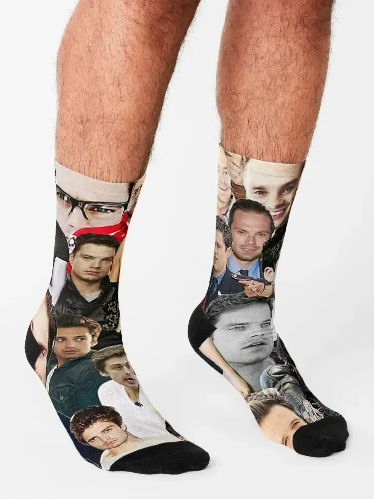Sebastian Stan Photo Collage Socks ankle Sports new in's funny sock Socks Man Women's