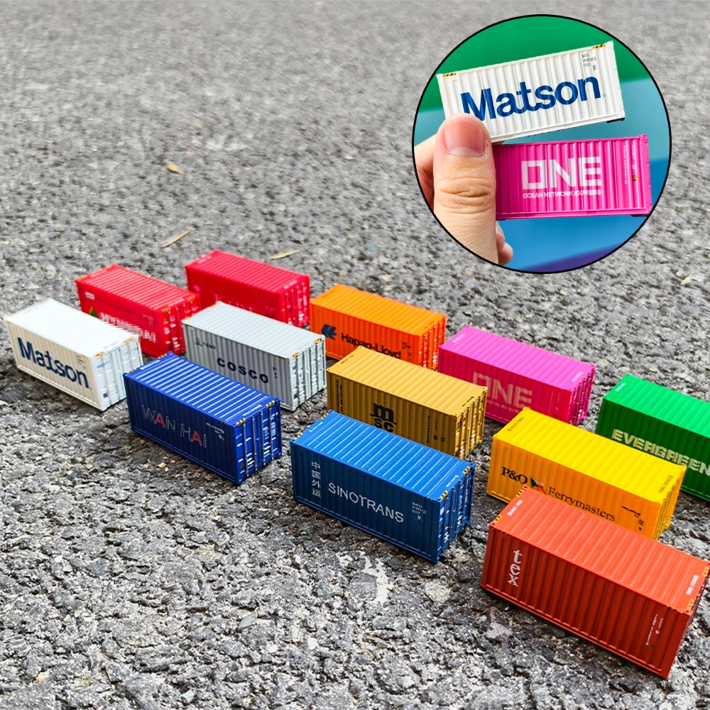 1PCS 20Feet Freight Container HO Scale Model Train Accessories 1:87 Shipping Cargo Box For Railway Landscape Layout Diorama Kit