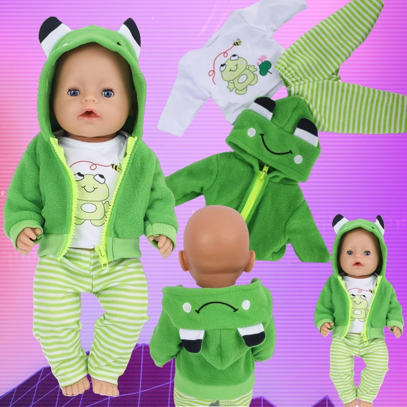 Cute Frog Suit for 38-40cm Nenuco Doll 17inch Dolls Outfits Baby New Born Doll Accessories for 13inch Reborn Dolls Birthday Gift