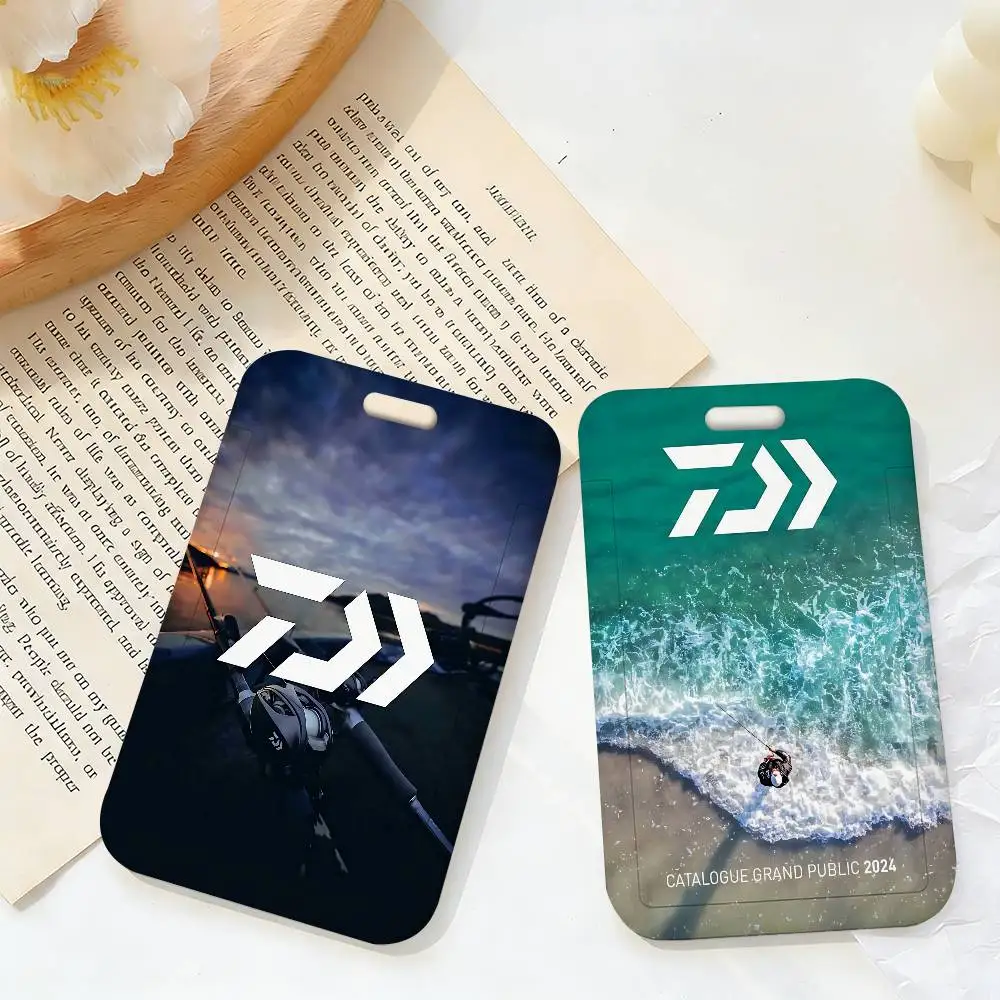 Fishing Tackle Brand D-Daiwa ID Card Holders Lanyards Girls Door Card Case Hanging Rope Women Badge Holder Neck Strap Card