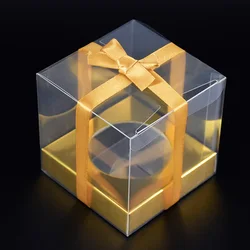 5/10pcs Gold Clear Plastic Cupcake Box Cake Biscuit Candy Packaging Box Container Wedding Party Favors Cupcake Gift Box Supplies