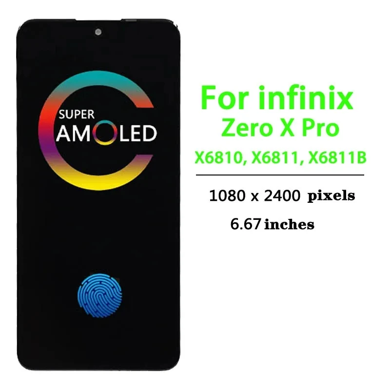 AMOLED TFT For infinix zero x pro X6811 X6811B LCD Display Touch Screen Assembly For infinix zero x Panel Digitizer replace