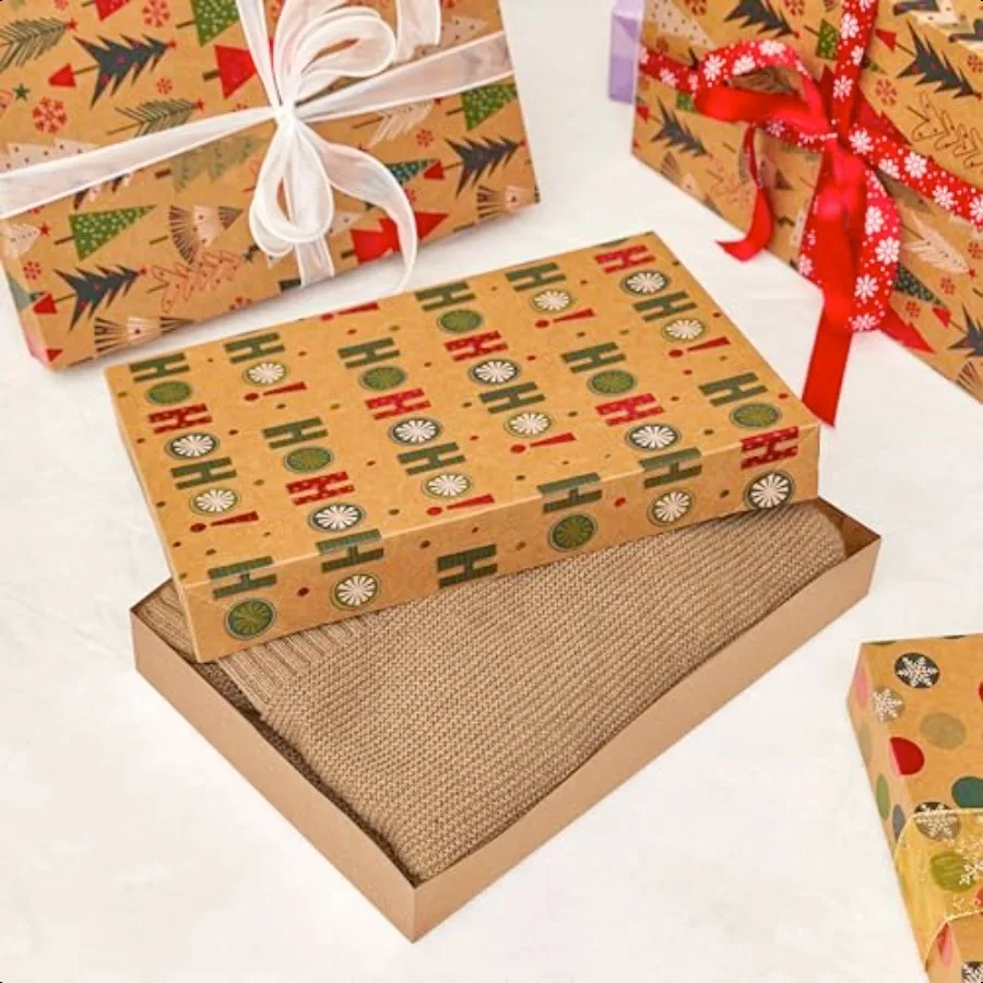 12個入り 14インチ ブラウン 大型 クリスマスギフトボックス ふた付き 衣類やプレゼント用