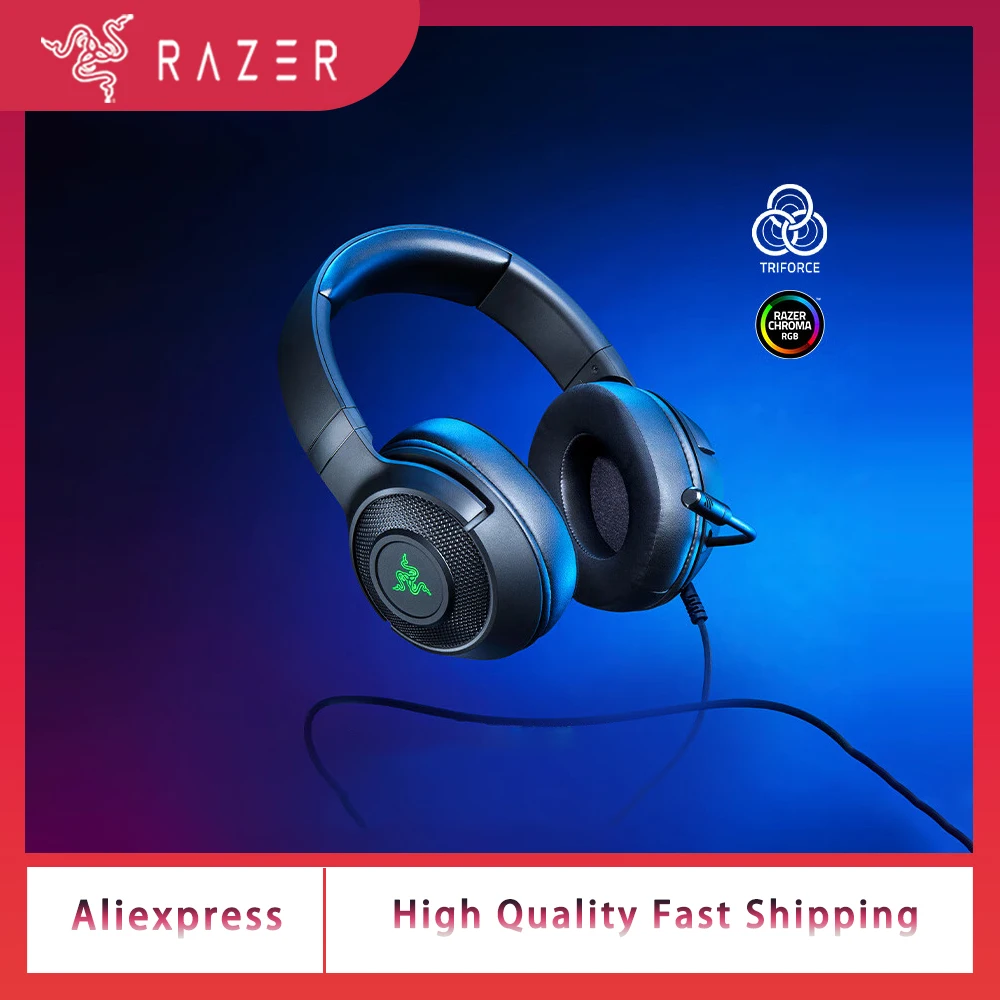 100% Original Razer Kraken V3 X - Wired USB Gaming Headset ,HyperClear Cardioid Microphone, 7.1 Surround Sound, RGB Chroma