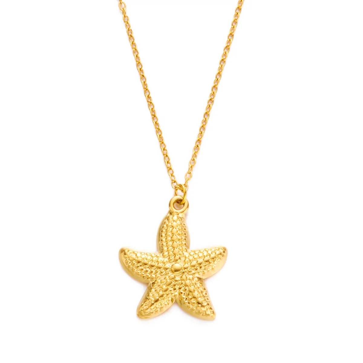 Edelstahl Strukturierte Seestern Anhänger Halskette Für Frauen Männer Vintage Metall Sea Star Halsband Sommer Ozean Strand Party Schmuck