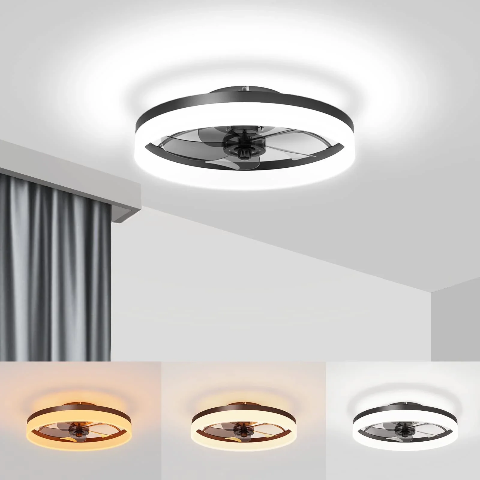 Imagem -02 - Modern Dimmable Led Ventilador de Teto com Controle Remoto Quarto Luz Cerca de 50cm 3000k6500k